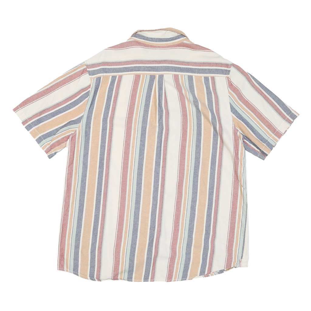 DISTILERY Mens Blue & Cream Striped Shirt XL Casual Cotton Blend Summer