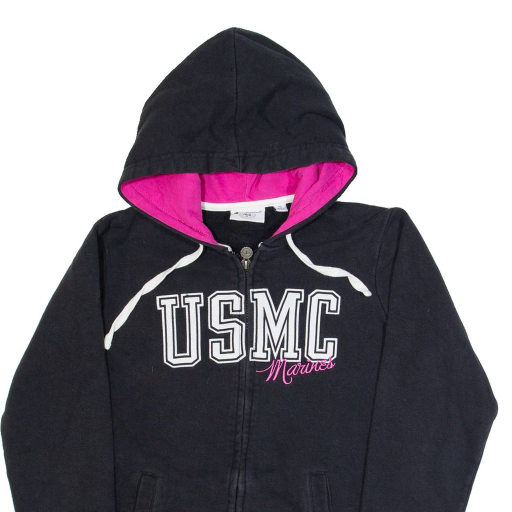 CHAMPION USMC Marines Womens Black Hoodie Full Zip USA S