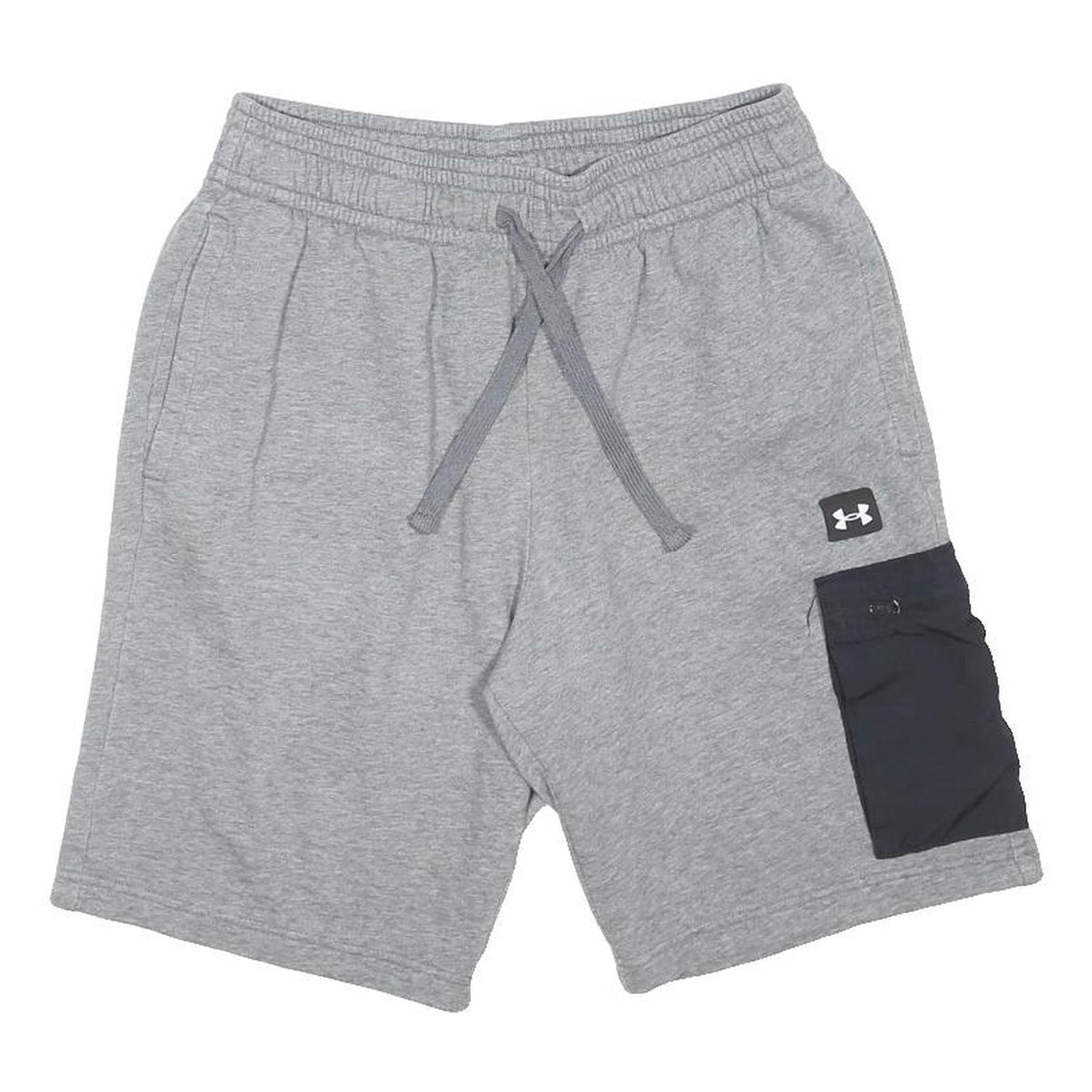 UNDER ARMOUR Mens Grey Casual Cargo Shorts M W28 Cotton Blend Drawstring
