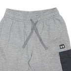 UNDER ARMOUR Mens Grey Casual Cargo Shorts M W28 Cotton Blend Drawstring