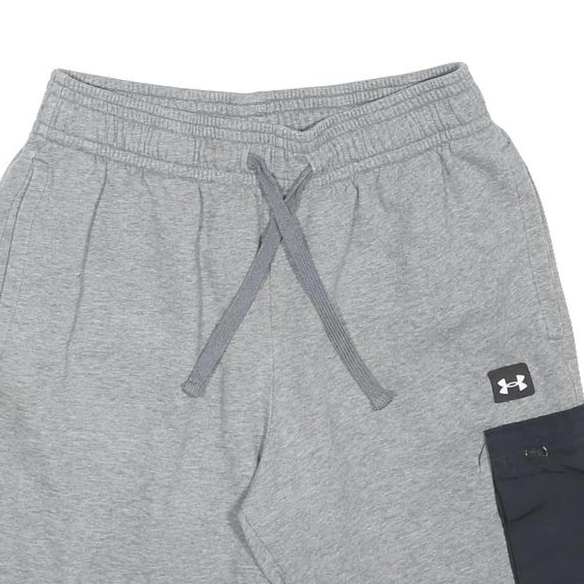 UNDER ARMOUR Mens Grey Casual Cargo Shorts M W28 Cotton Blend Drawstring