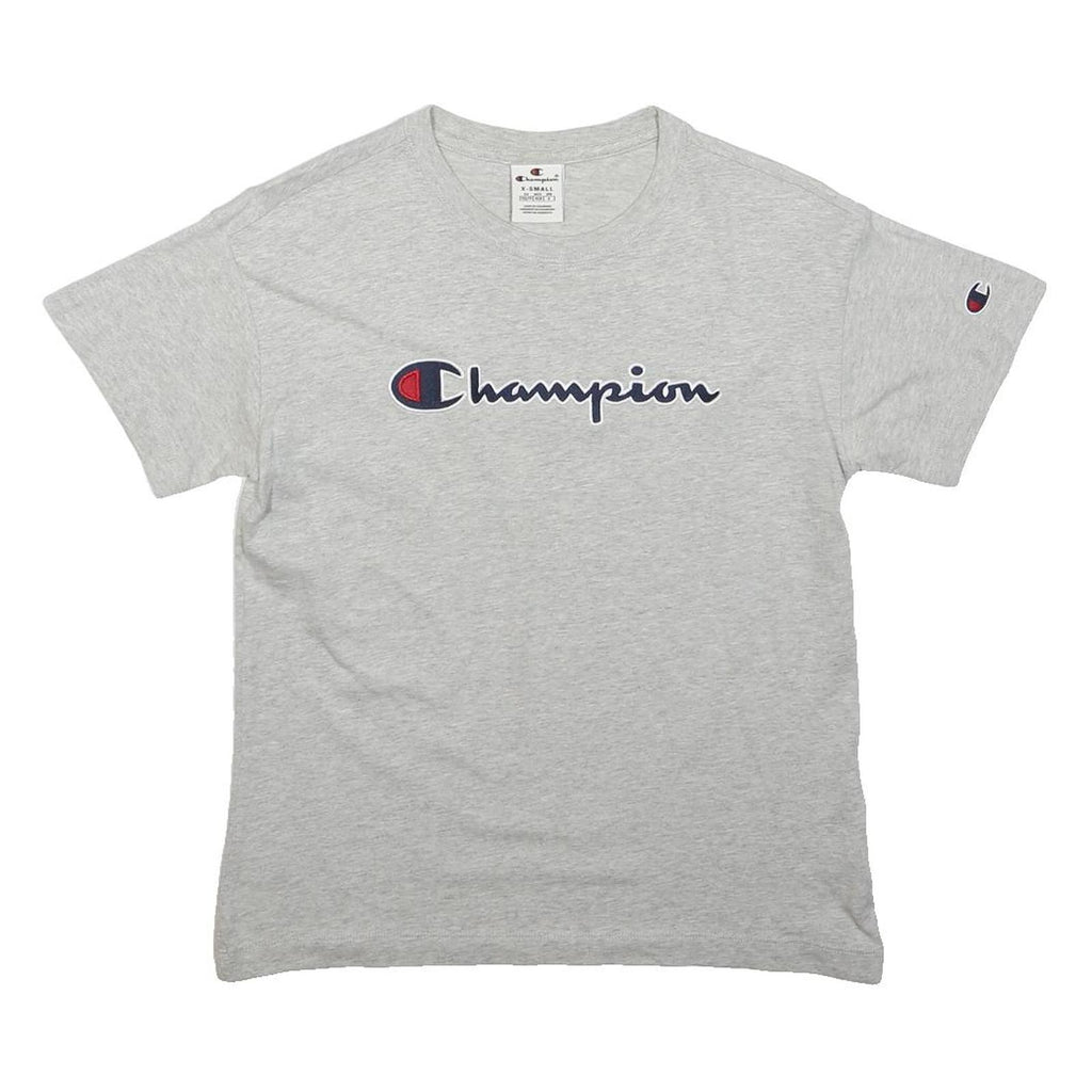 CHAMPION Mens Grey Logo Graphic T-Shirt XS Short Sleeve Crew Neck Cotton