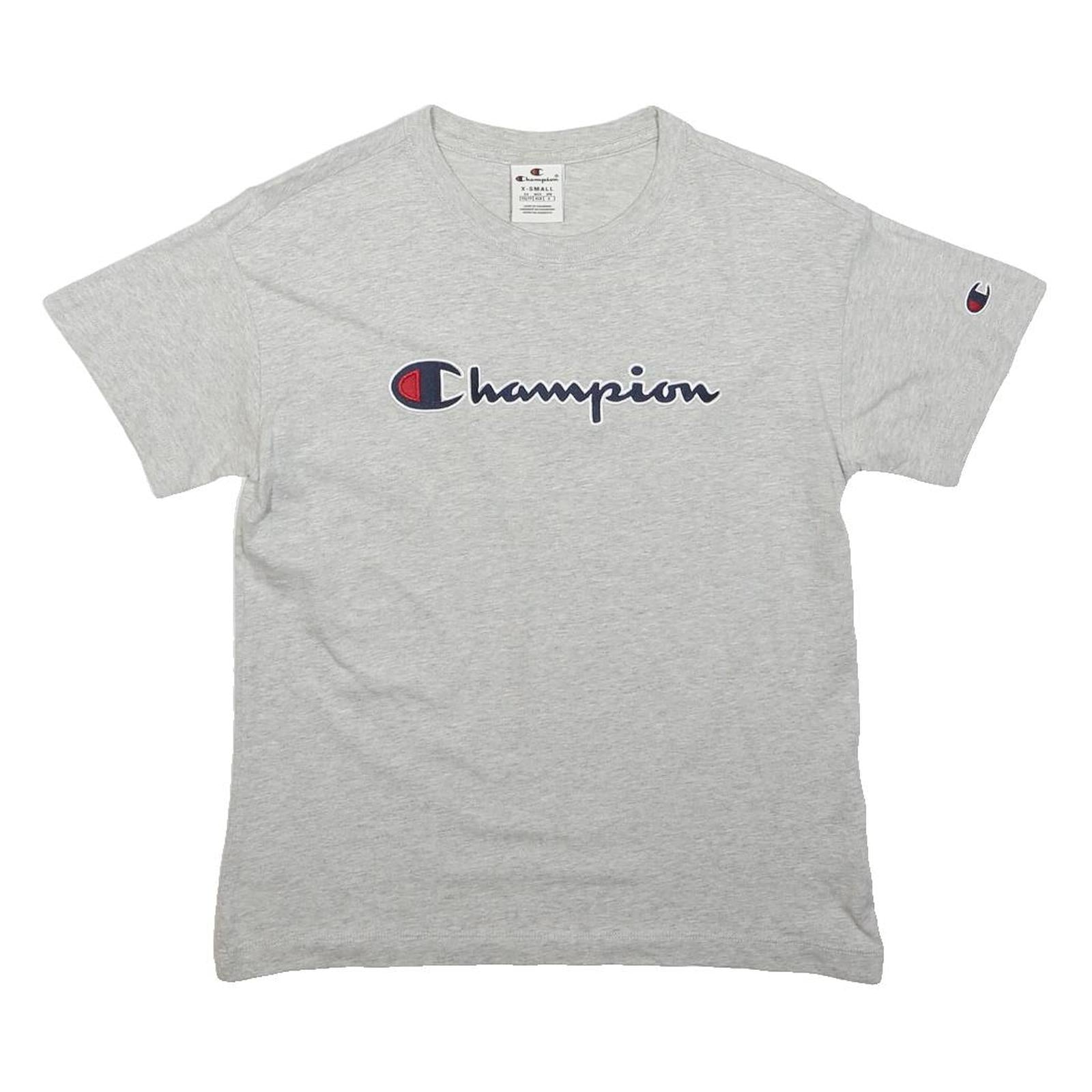 CHAMPION Mens Grey Logo Graphic T-Shirt XS Short Sleeve Crew Neck Cotton