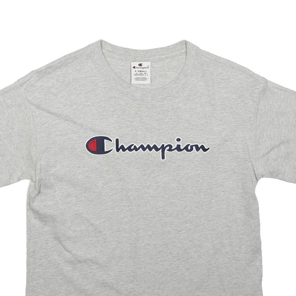 CHAMPION Mens Grey Logo Graphic T-Shirt XS Short Sleeve Crew Neck Cotton