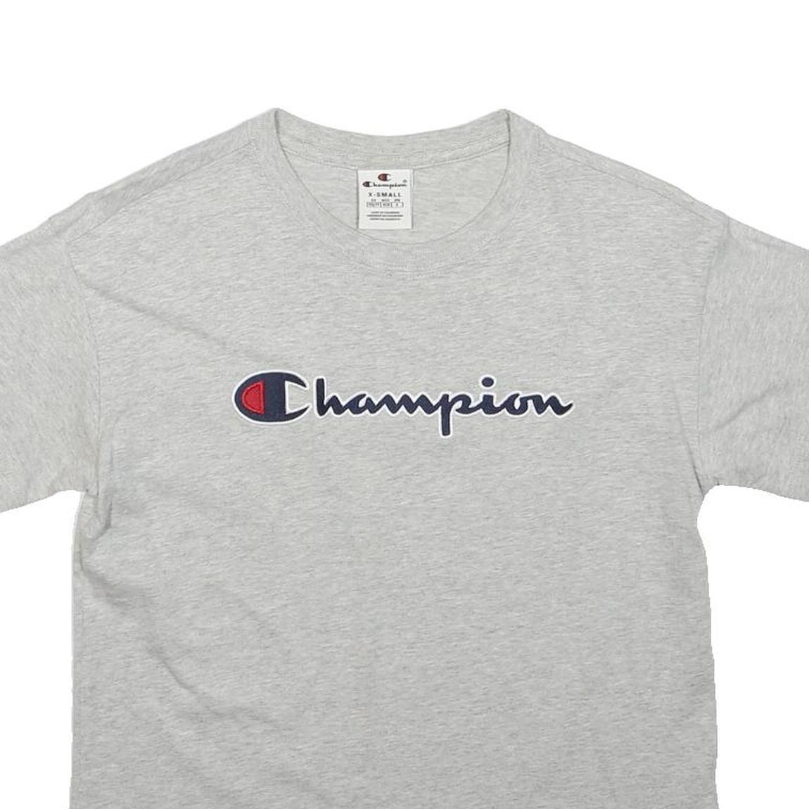 CHAMPION Mens Grey Logo Graphic T-Shirt XS Short Sleeve Crew Neck Cotton