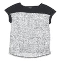CALVIN KLEIN JEANS Womens Black & White Printed Cotton Blend Top Short Sleeve