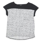 CALVIN KLEIN JEANS Womens Black & White Printed Cotton Blend Top Short Sleeve