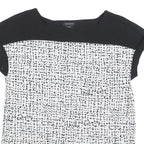 CALVIN KLEIN JEANS Womens Black & White Printed Cotton Blend Top Short Sleeve