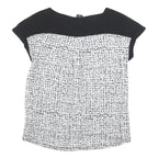 CALVIN KLEIN JEANS Womens Black & White Printed Cotton Blend Top Short Sleeve
