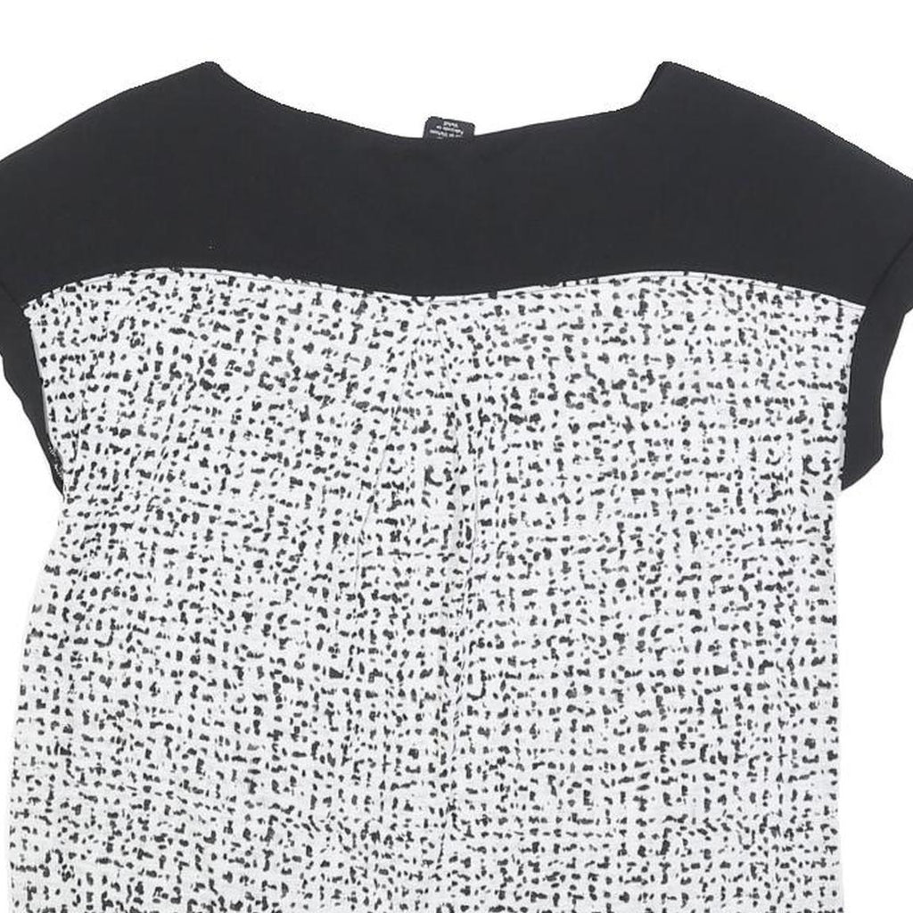 CALVIN KLEIN JEANS Womens Black & White Printed Cotton Blend Top Short Sleeve