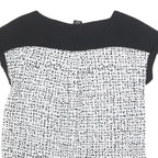 CALVIN KLEIN JEANS Womens Black & White Printed Cotton Blend Top Short Sleeve