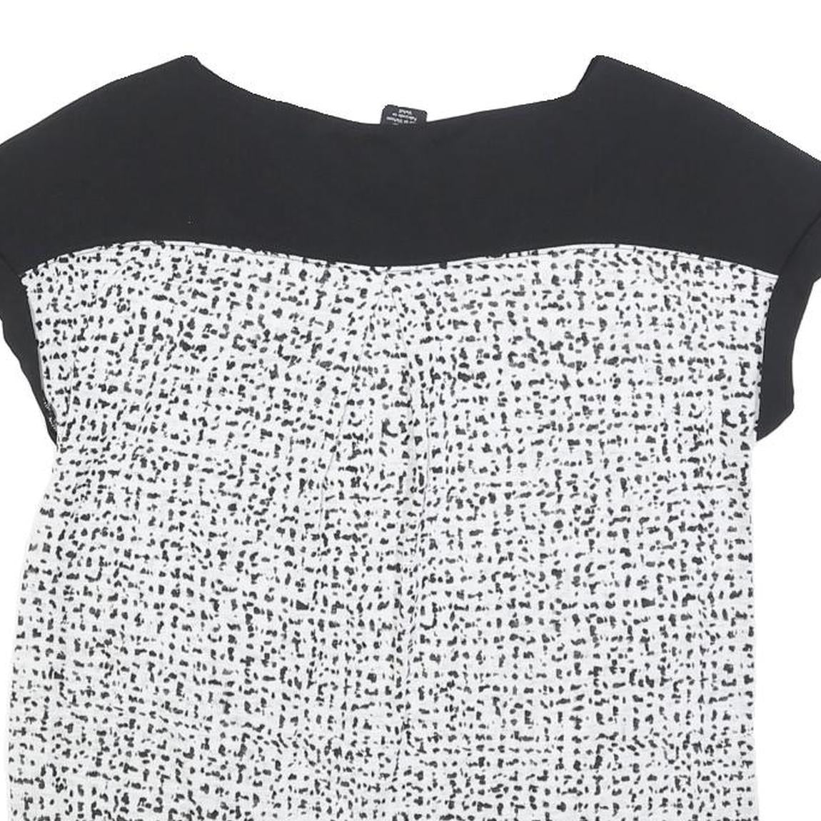 CALVIN KLEIN JEANS Womens Black & White Printed Cotton Blend Top Short Sleeve