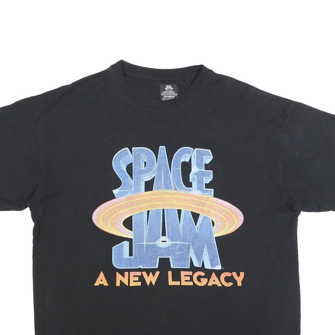 PULL & BEAR Mens Black Space Jam A New Legacy Graphic T-Shirt L Short Sleeve
