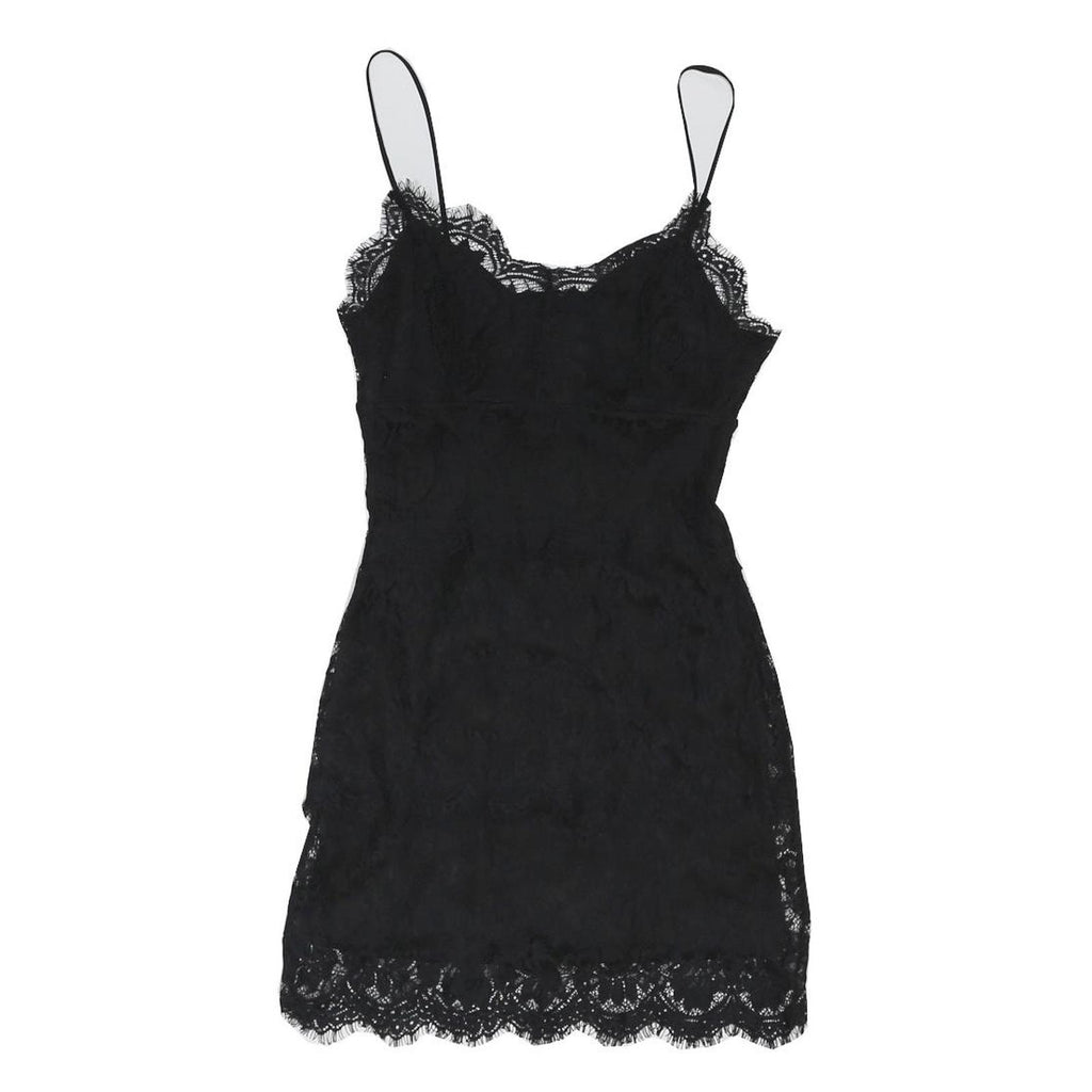 TOPSHOP Womens Black Lace Slip Dress Polyester Blend Sleeveless Mini UK 8