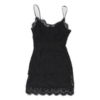 TOPSHOP Womens Black Lace Slip Dress Polyester Blend Sleeveless Mini UK 8