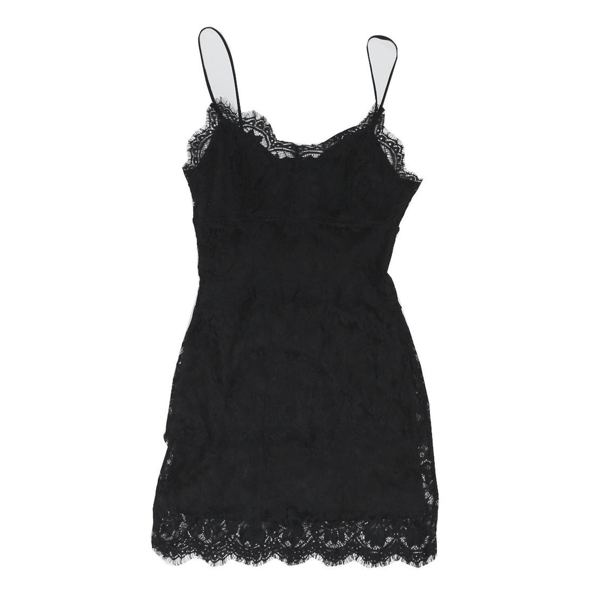 TOPSHOP Womens Black Lace Slip Dress Polyester Blend Sleeveless Mini UK 8