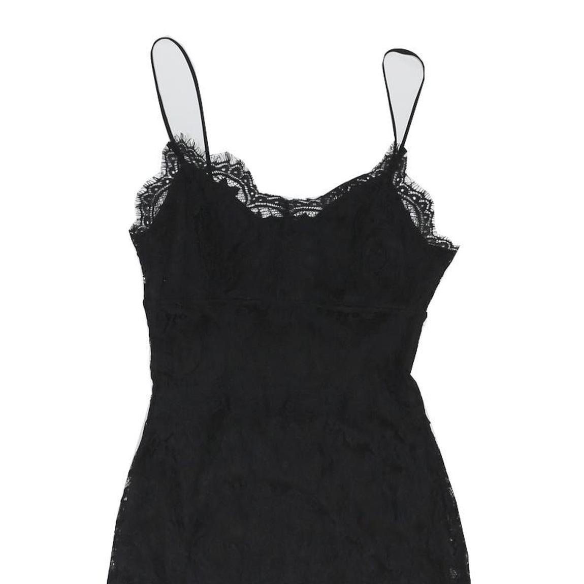 TOPSHOP Womens Black Lace Slip Dress Polyester Blend Sleeveless Mini UK 8