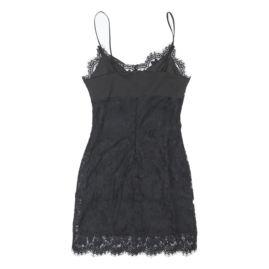 TOPSHOP Womens Black Lace Slip Dress Polyester Blend Sleeveless Mini UK 8