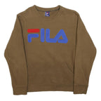 FILA Mens Brown Crew Neck M Logo Front Pocket Casual Sweatshirt