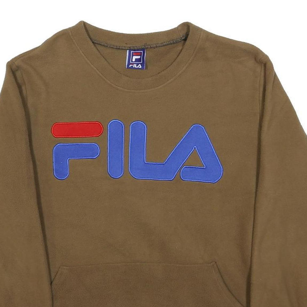 FILA Mens Brown Crew Neck M Logo Front Pocket Casual Sweatshirt