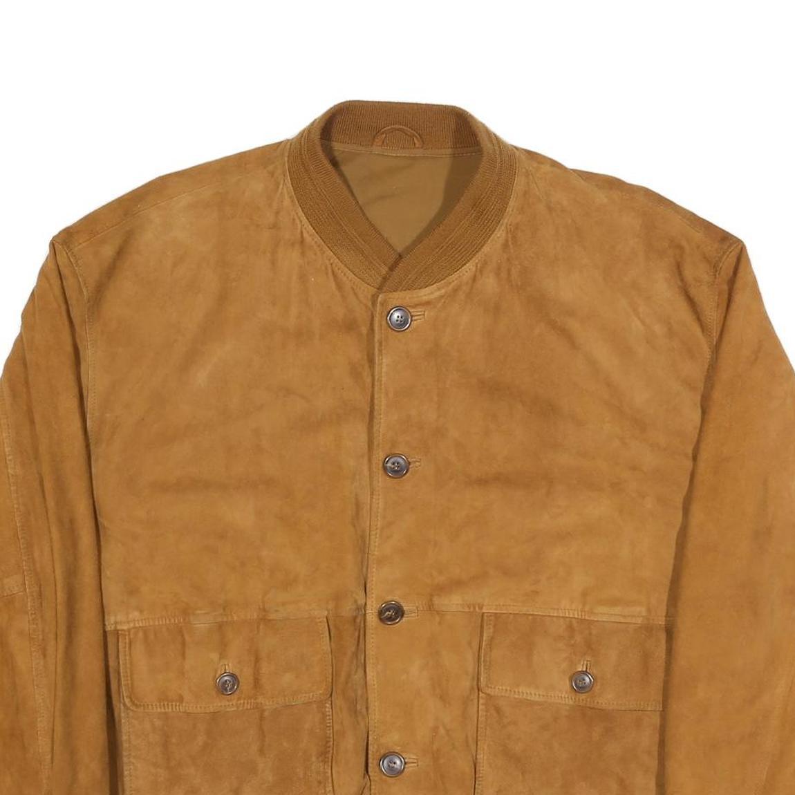 SCOUT Mens Brown Suede Button Jacket XL Soft Comfort Casual Bomber Pocket