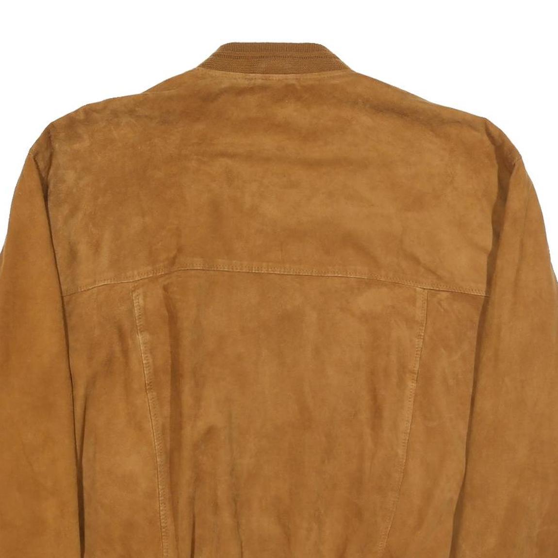 SCOUT Mens Brown Suede Button Jacket XL Soft Comfort Casual Bomber Pocket