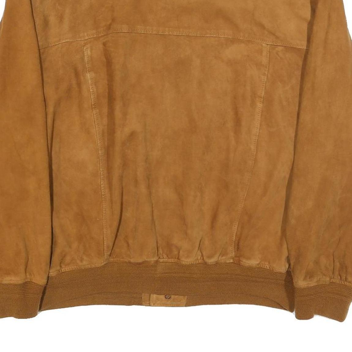 SCOUT Mens Brown Suede Button Jacket XL Soft Comfort Casual Bomber Pocket