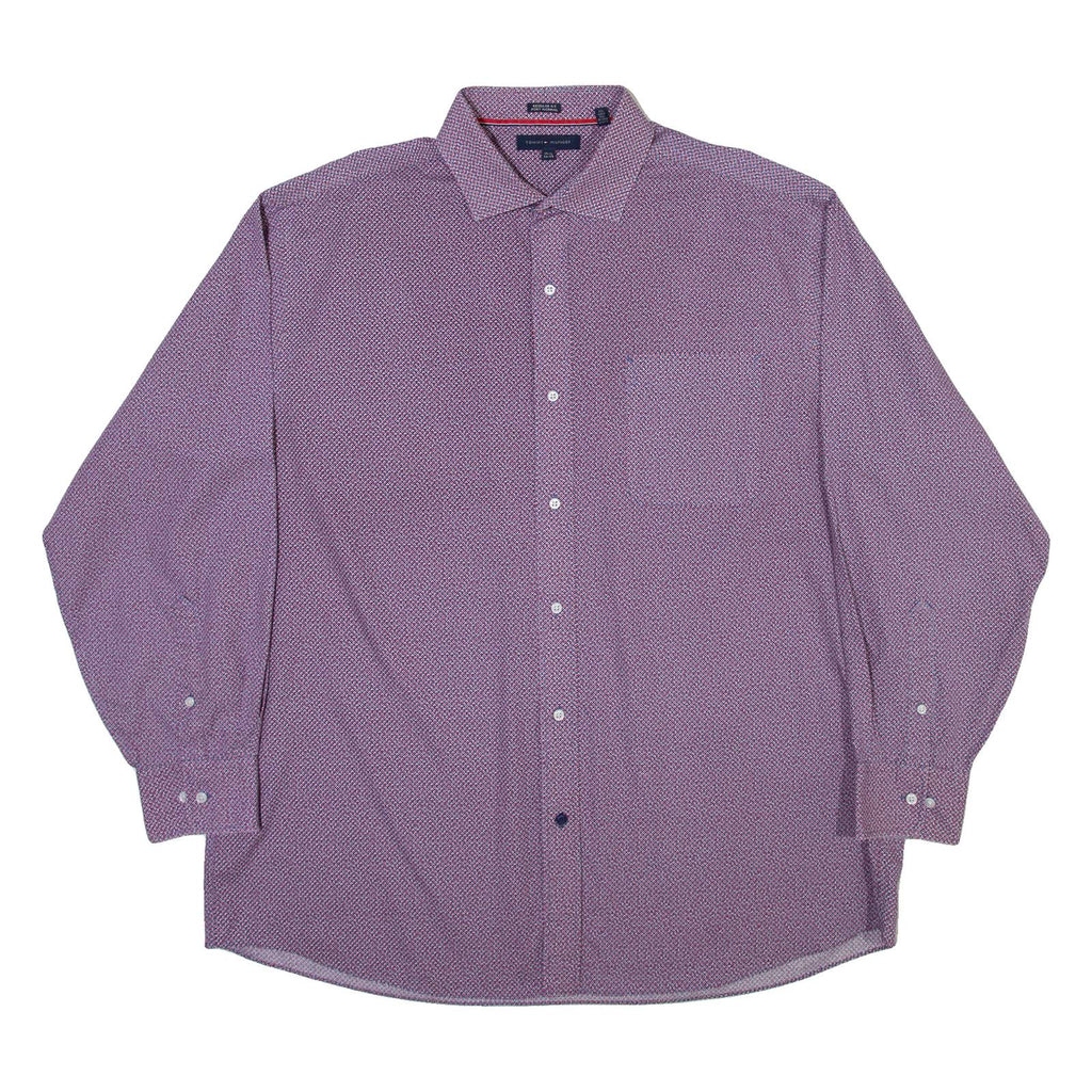 TOMMY HILFIGER Mens Shirt Red Geometric Long Sleeve M