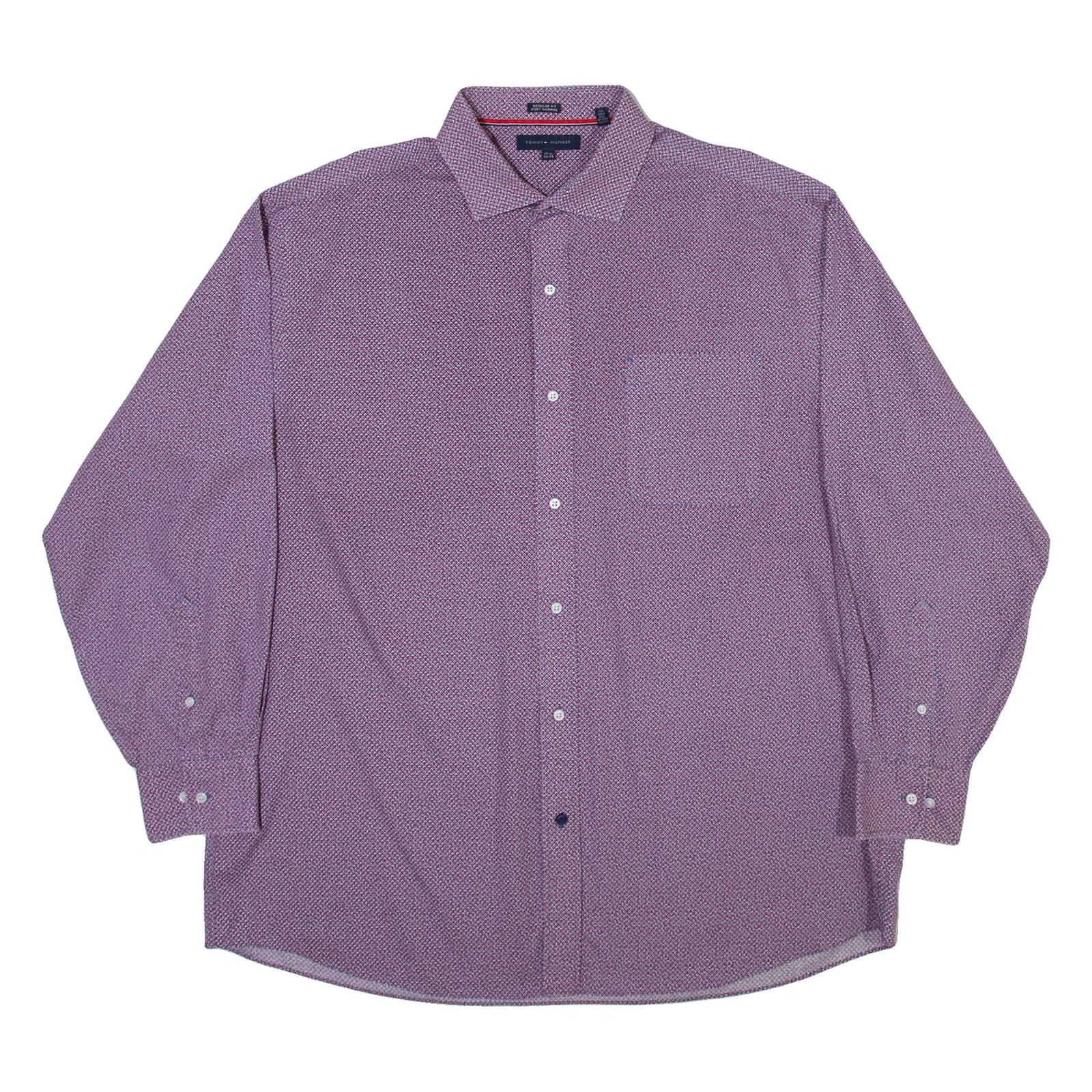 TOMMY HILFIGER Mens Shirt Red Geometric Long Sleeve M