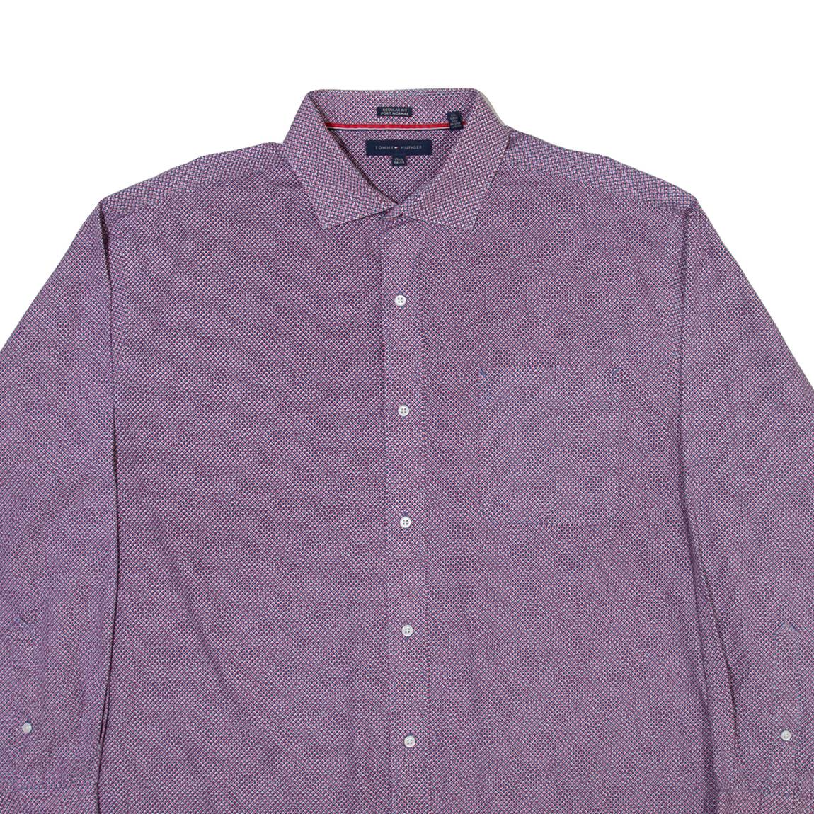 TOMMY HILFIGER Mens Shirt Red Geometric Long Sleeve M