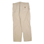 CARHARTT Mens Regular Beige Cotton Blend Trousers W36 L32 Workwear Zip Closure