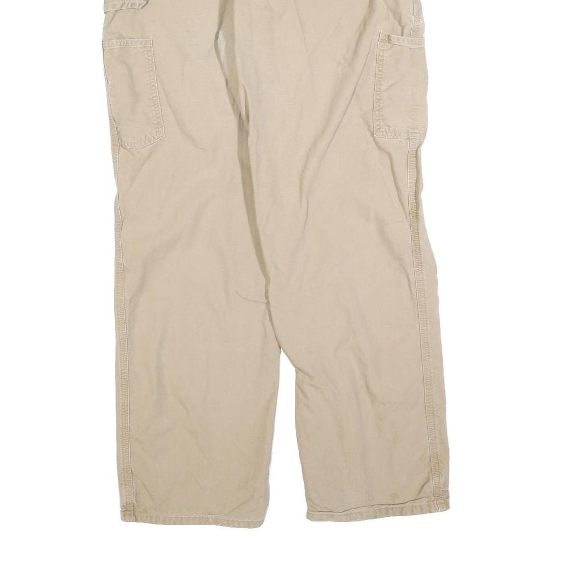 CARHARTT Mens Regular Beige Cotton Blend Trousers W36 L32 Workwear Zip Closure