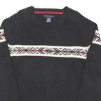 TOMMY HILFIGER Mens Black Patterned Cotton Blend Jumper Crew Neck Basic Knit L