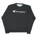 CHAMPION Mens Black Crew Neck M Logo Print Cotton Blend Sweatshirt