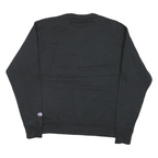 CHAMPION Mens Black Crew Neck M Logo Print Cotton Blend Sweatshirt