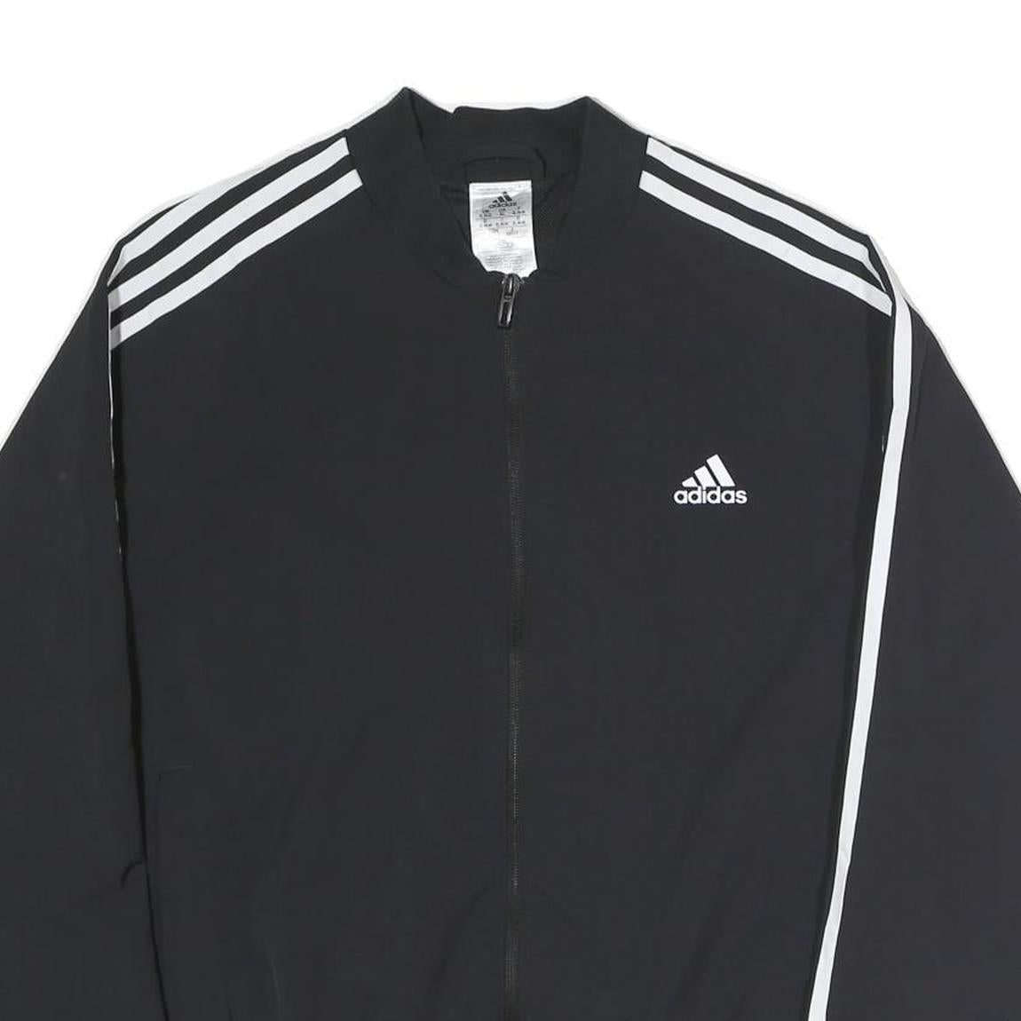 ADIDAS Womens Black White Sportswear Zip Jacket XL Polyester Plain