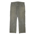 DICKIES Mens Regular Fit Cotton Blend Grey Workwear Trousers W36 L30 Utility Zip
