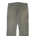 DICKIES Mens Regular Fit Cotton Blend Grey Workwear Trousers W36 L30 Utility Zip