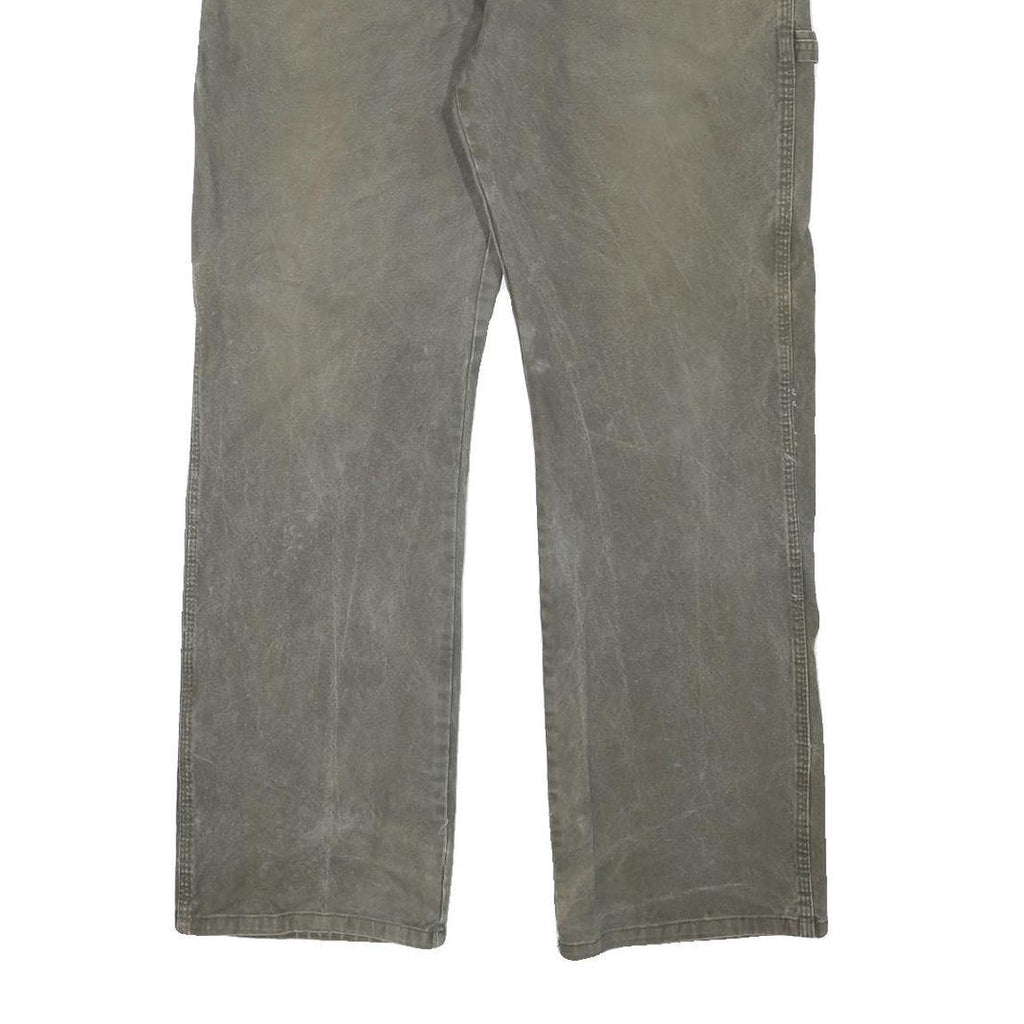 DICKIES Mens Regular Fit Cotton Blend Grey Workwear Trousers W36 L30 Utility Zip