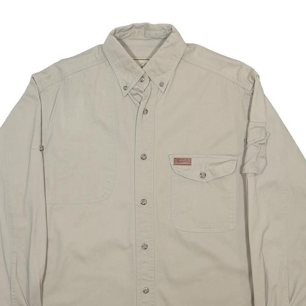 WOOLRICH Mens Beige Cotton Blend Shirt M Button Down Casual Workwear