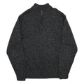 CHAPS Mens Black & Grey Patterned Jumper Half Zip Crew Neck Basic Knit XL Cotton