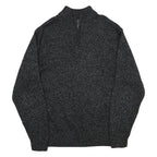 CHAPS Mens Black & Grey Patterned Jumper Half Zip Crew Neck Basic Knit XL Cotton