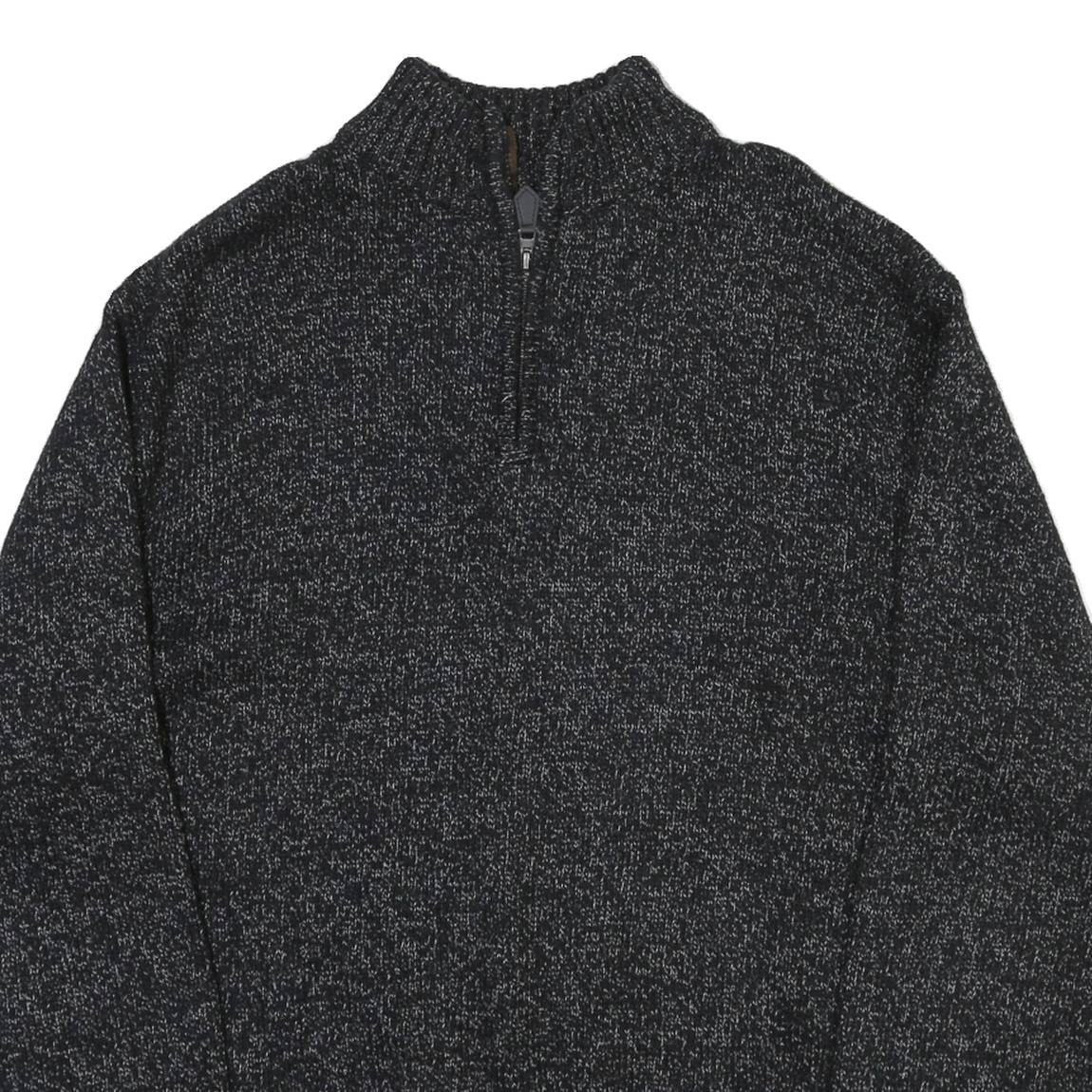CHAPS Mens Black & Grey Patterned Jumper Half Zip Crew Neck Basic Knit XL Cotton