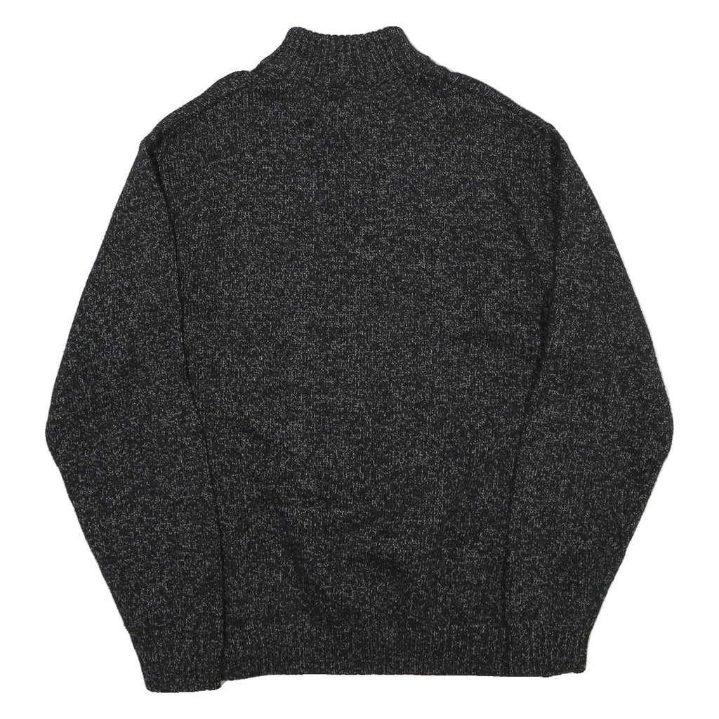 CHAPS Mens Black & Grey Patterned Jumper Half Zip Crew Neck Basic Knit XL Cotton