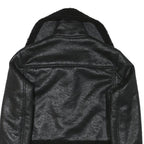 Womens Black Faux Shearling Collar Jacket XS Polyester Blend Zip Coat Outerwear