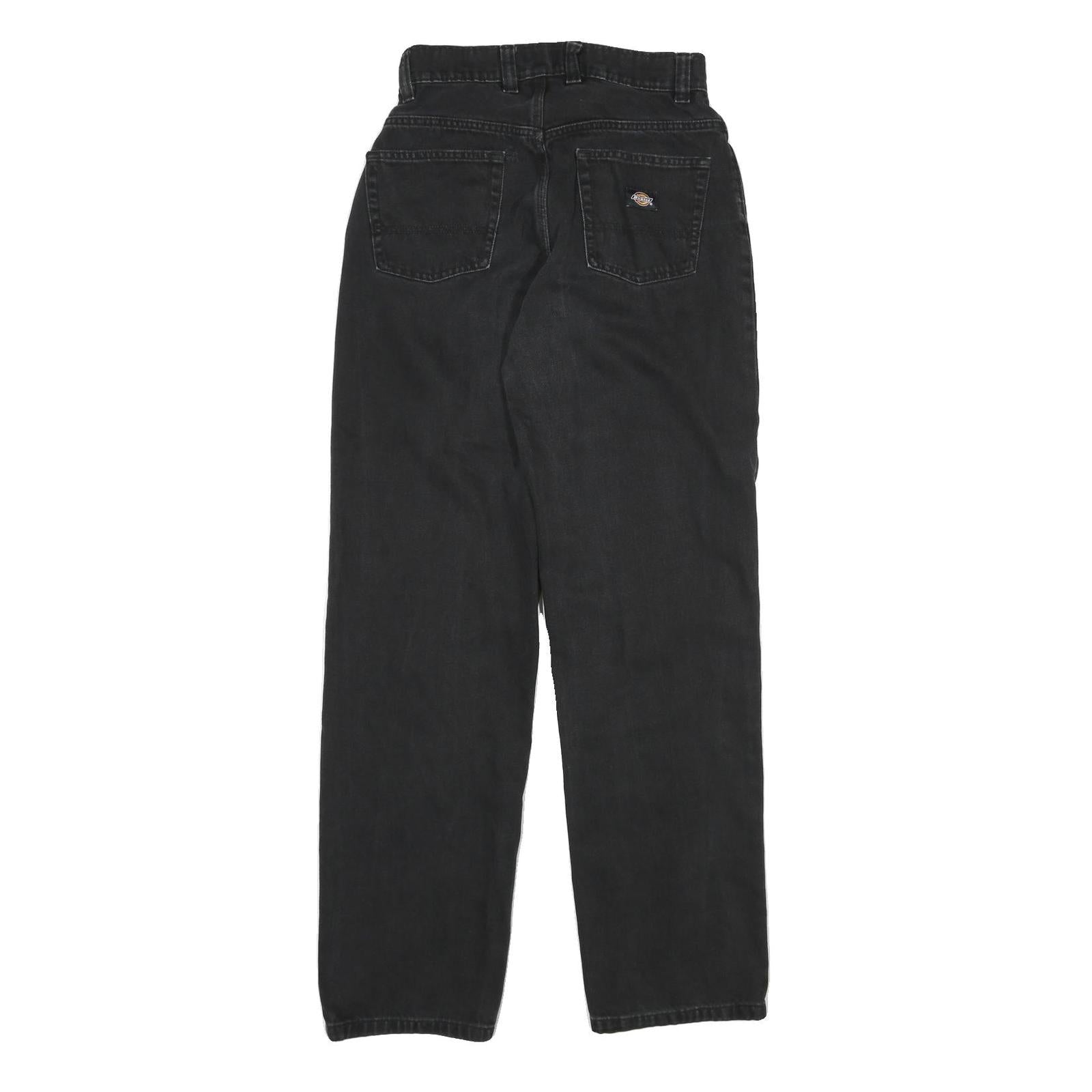 DICKIES Womens Jeans Black Relaxed Straight Denim Medium W26 L31 Workwear