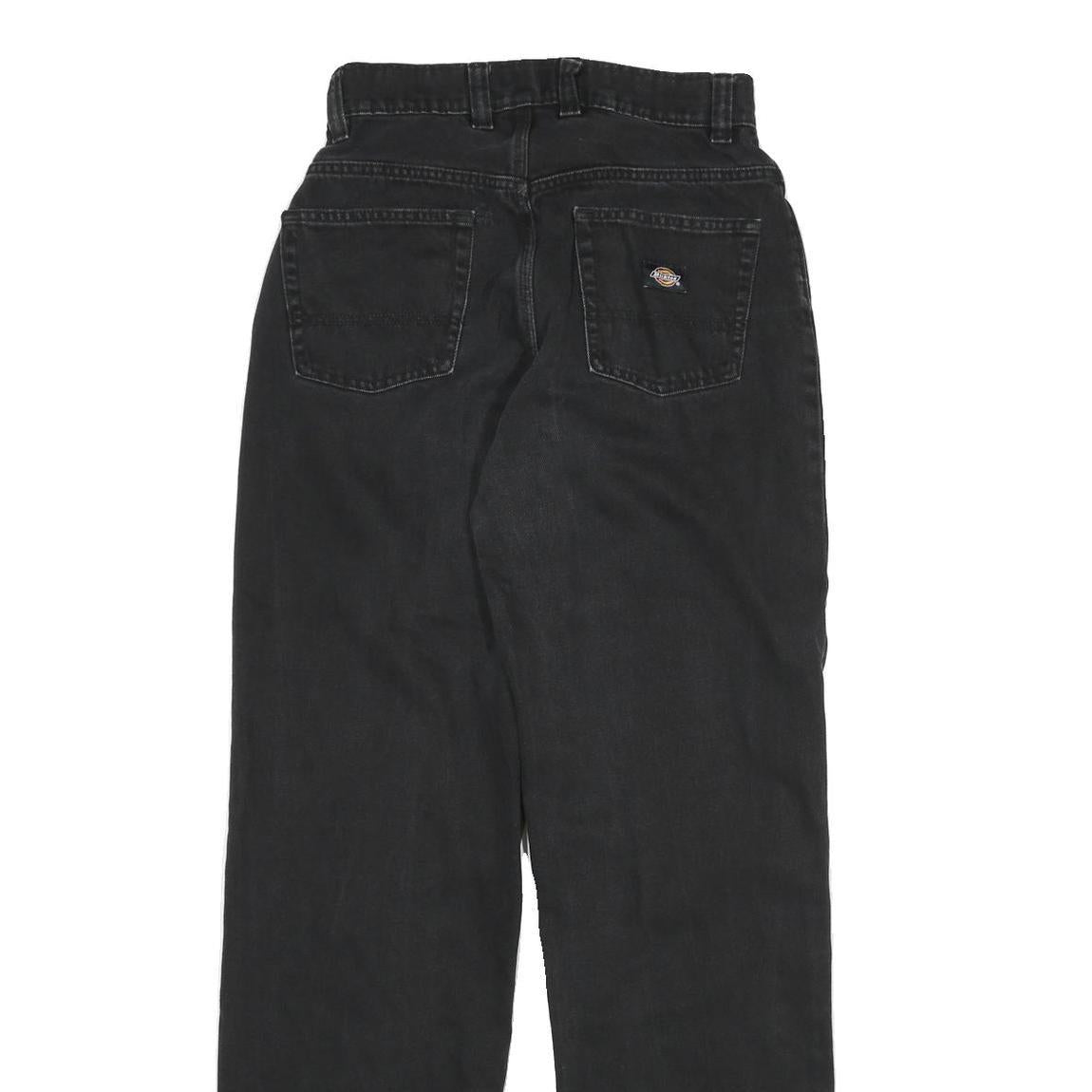 DICKIES Womens Jeans Black Relaxed Straight Denim Medium W26 L31 Workwear