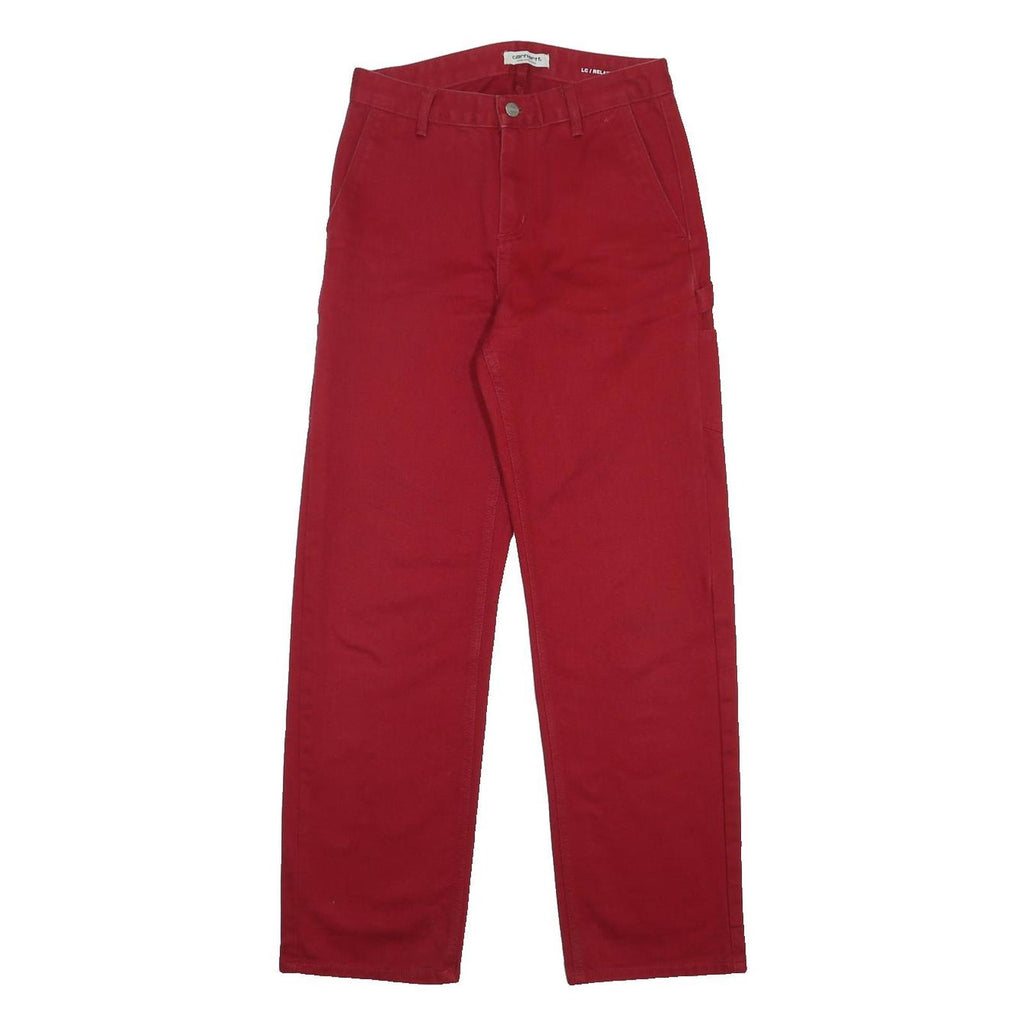 CARHARTT WIP Womens Relaxed Red Cotton Denim W26 L29 Casual Straight Leg Zip