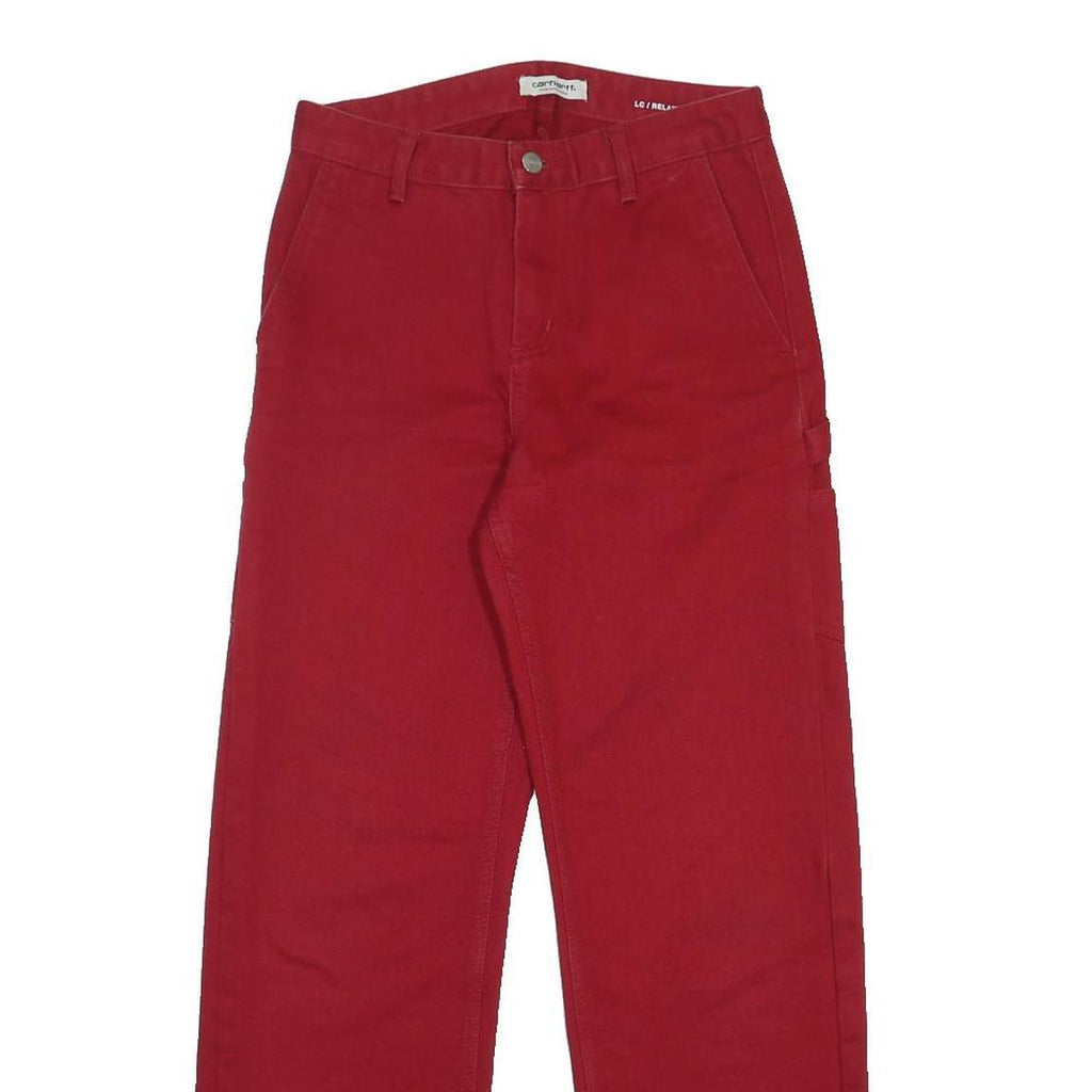 CARHARTT WIP Womens Relaxed Red Cotton Denim W26 L29 Casual Straight Leg Zip