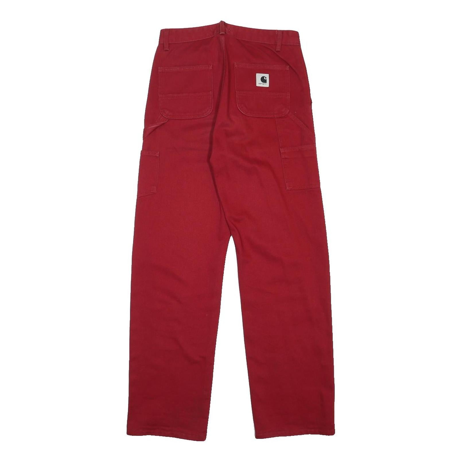 CARHARTT WIP Womens Relaxed Red Cotton Denim W26 L29 Casual Straight Leg Zip